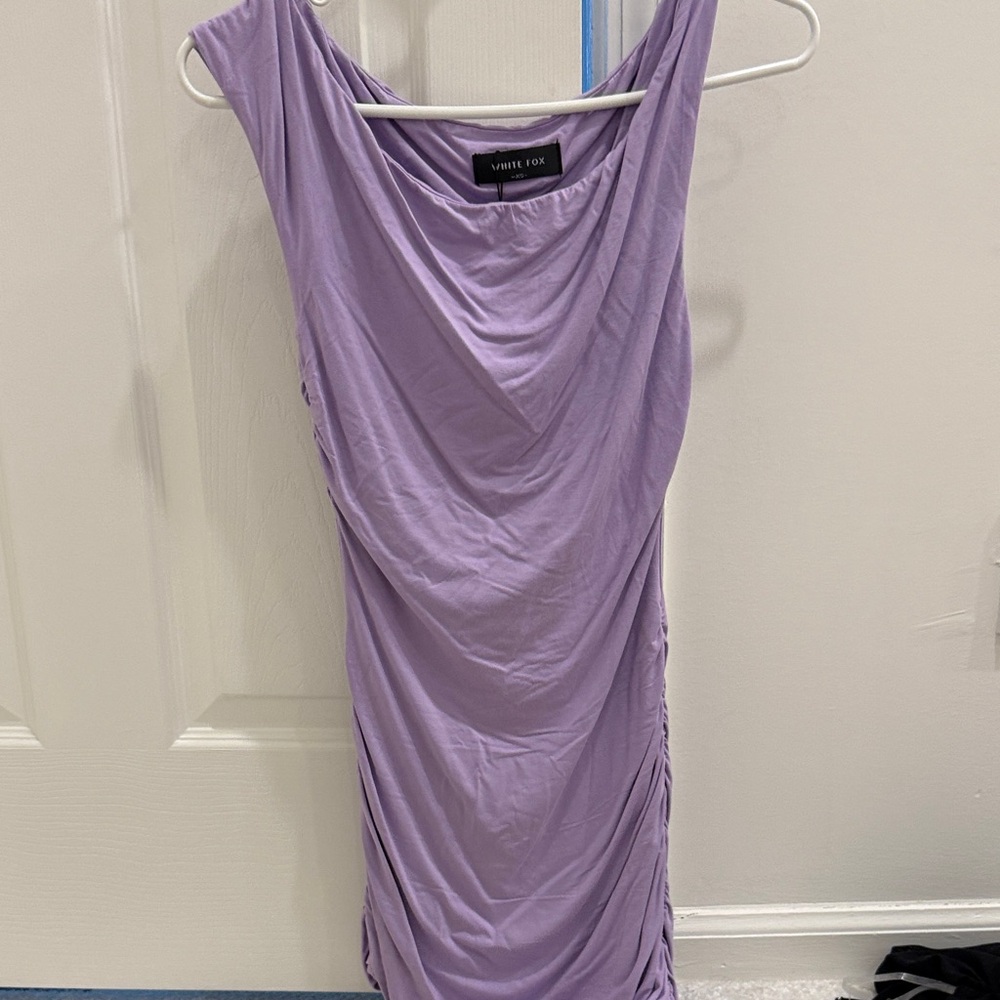 White Fox Women's Purple Dress. Ruching on side. Size xs